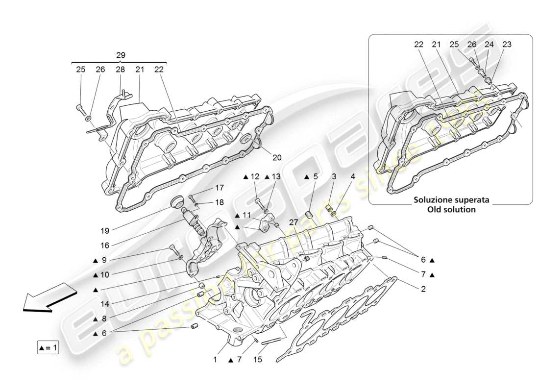 maserati granturismo (2008) diagrama de piezas de la culata derecha