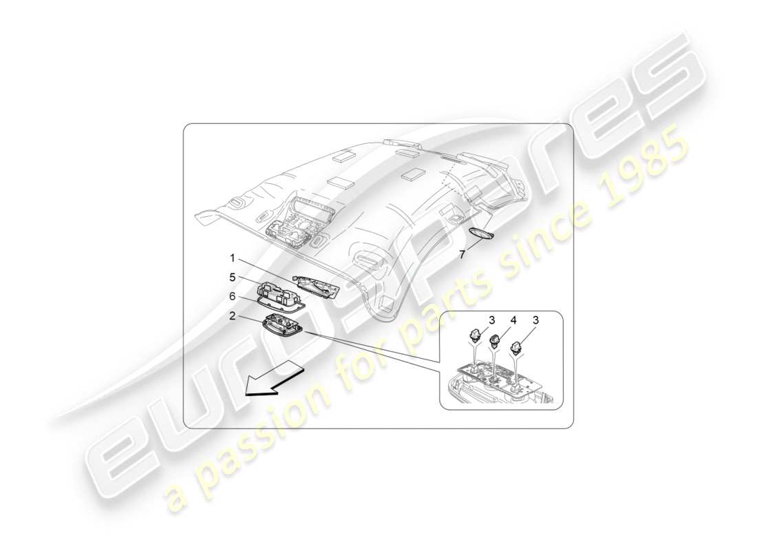 maserati qtp 3.0 tds v6 275hp (2015) diagrama de piezas de dispositivos internos del vehículo
