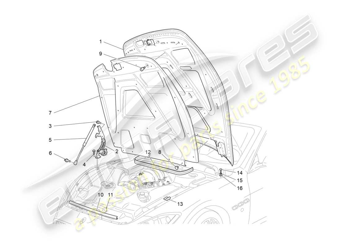 maserati granturismo s (2016) diagrama de piezas de la tapa frontal