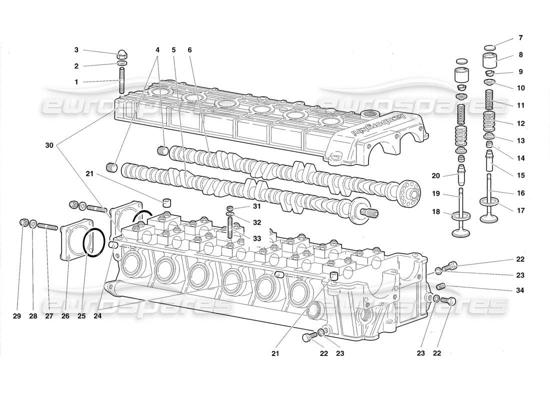 lamborghini diablo roadster (1998) culata izquierda diagrama de piezas