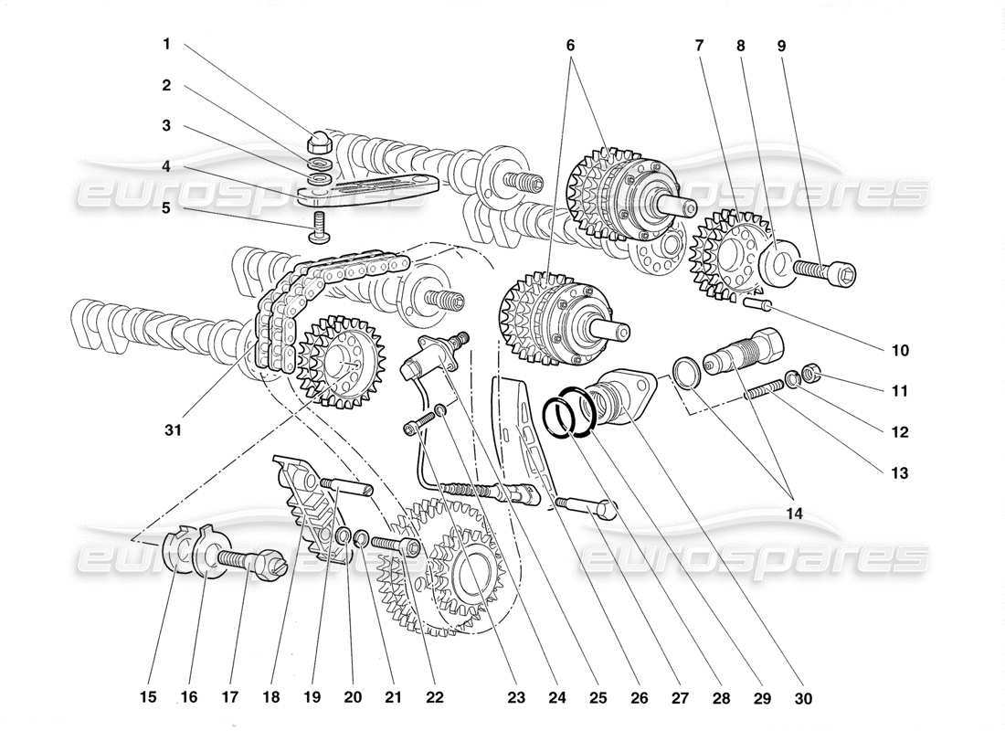 lamborghini diablo roadster (1998) diagrama de piezas del sistema de sincronización