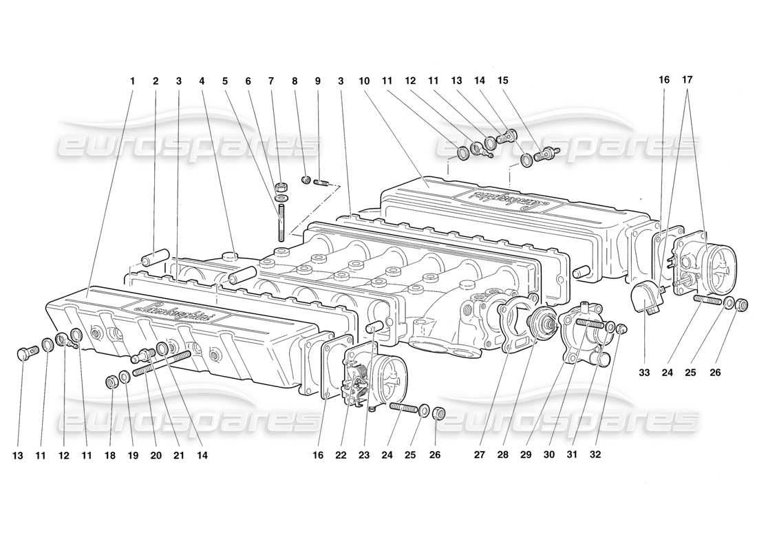 lamborghini diablo roadster (1998) colector de admisión diagrama de piezas