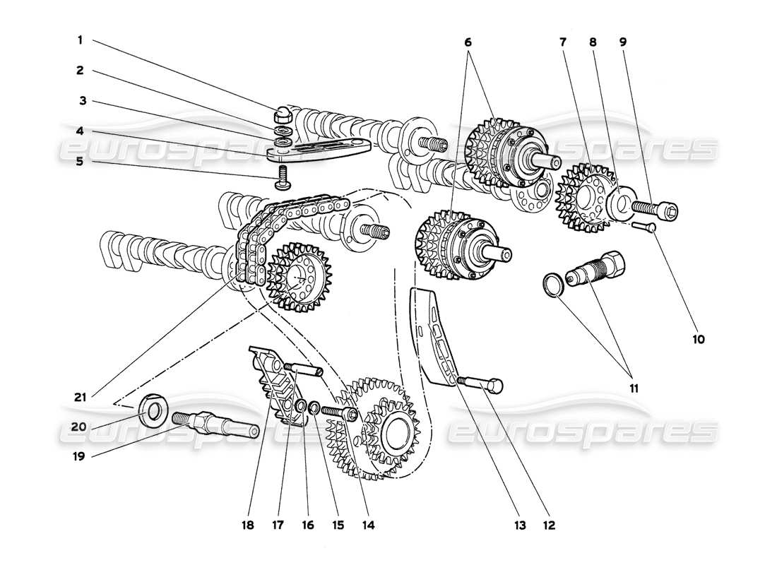 lamborghini diablo 6.0 (2001) sistema de cronometraje diagrama de piezas