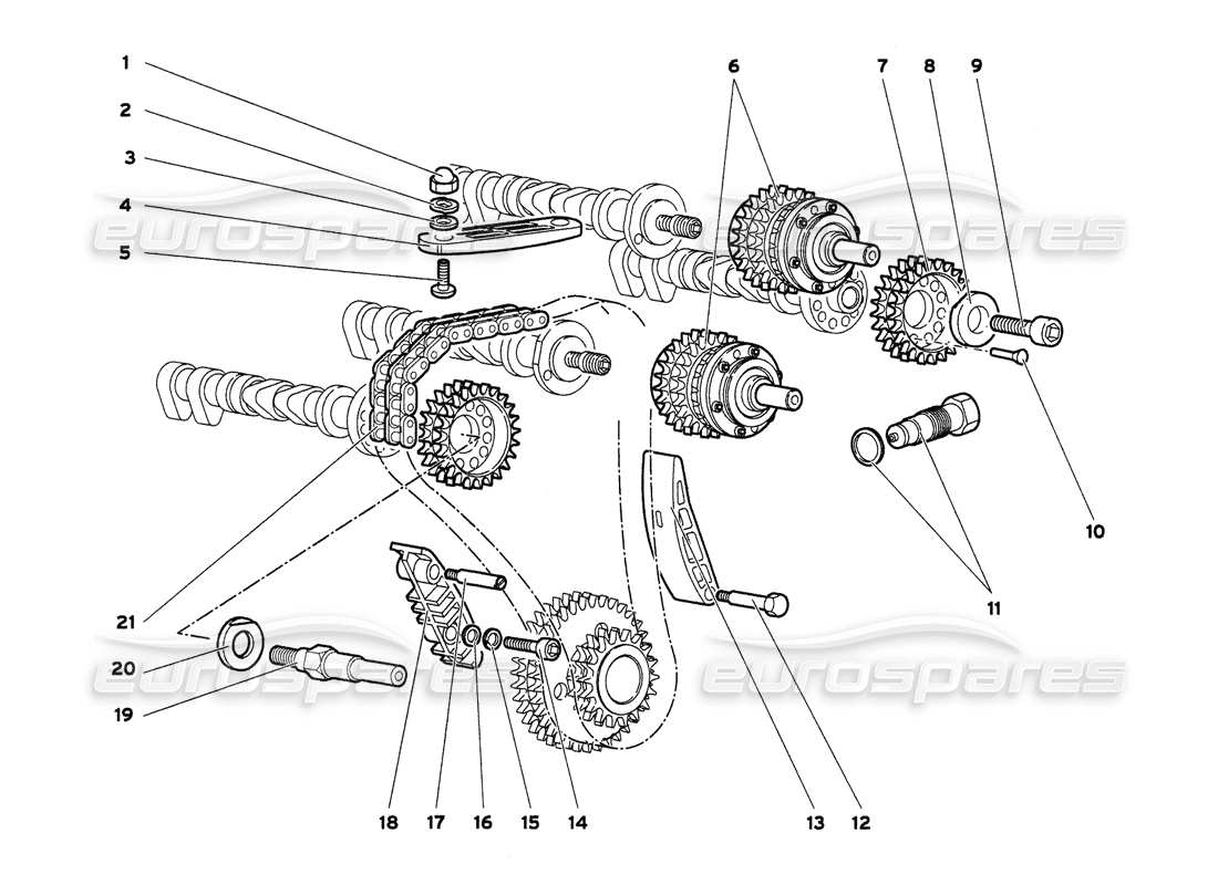 lamborghini diablo 6.0 (2001) diagrama de piezas del sistema de sincronización