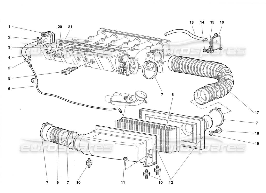 lamborghini diablo roadster (1998) diagrama de piezas de filtros de aire