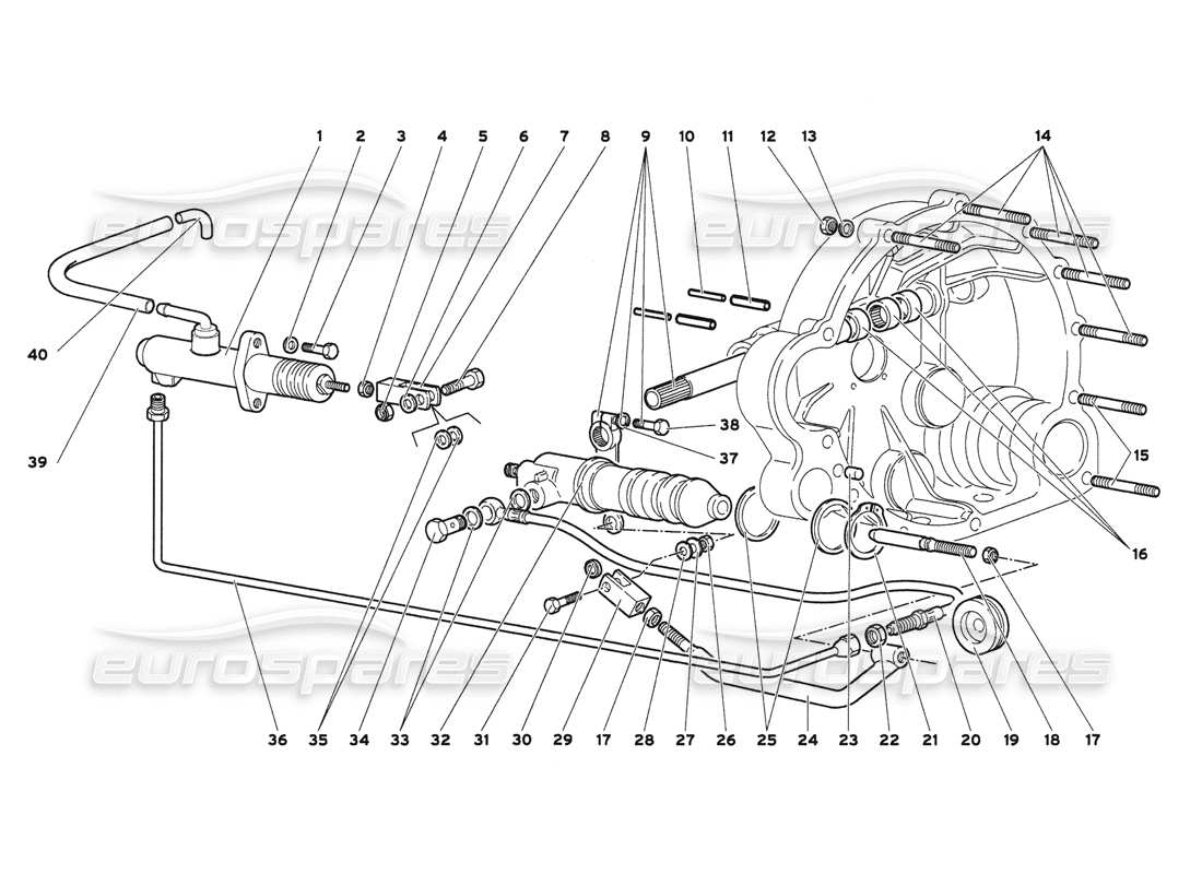 lamborghini diablo 6.0 (2001) diagrama de piezas de las palancas de control del embrague
