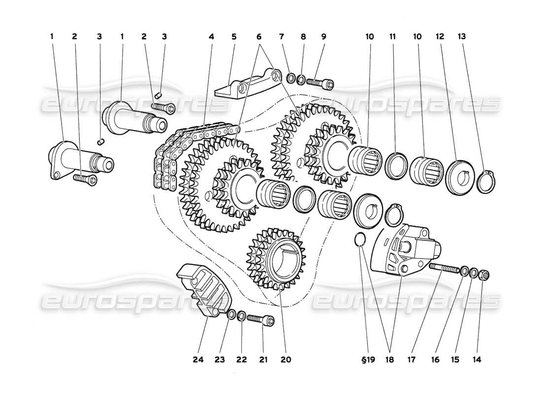 lamborghini diablo 6.0 (2001) sistema de cronometraje diagrama de piezas