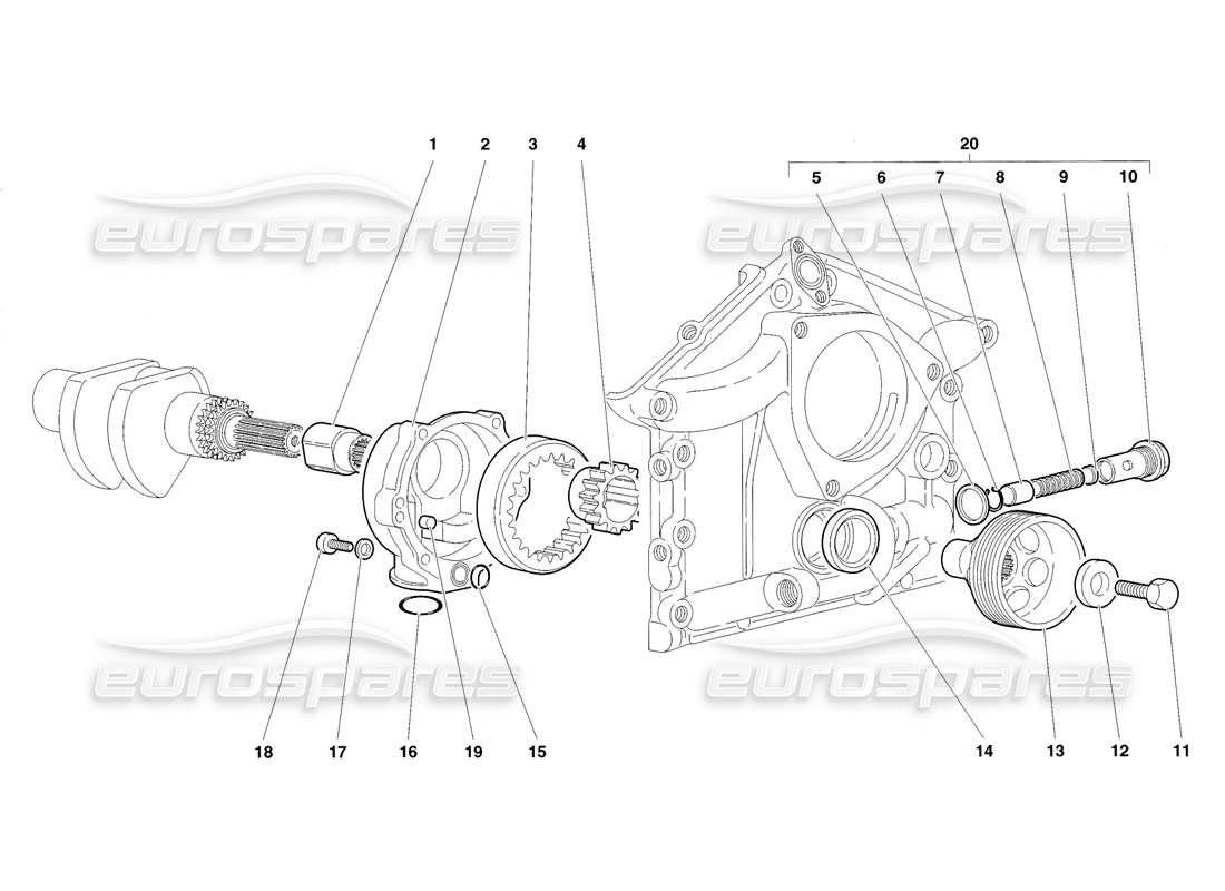 lamborghini diablo sv (1998) bomba de aceite del motor diagrama de piezas