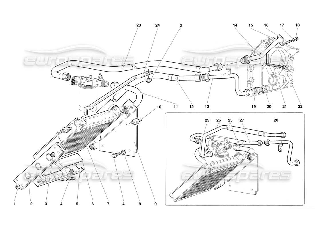 lamborghini diablo sv (1998) sistema de aceite del motor diagrama de piezas