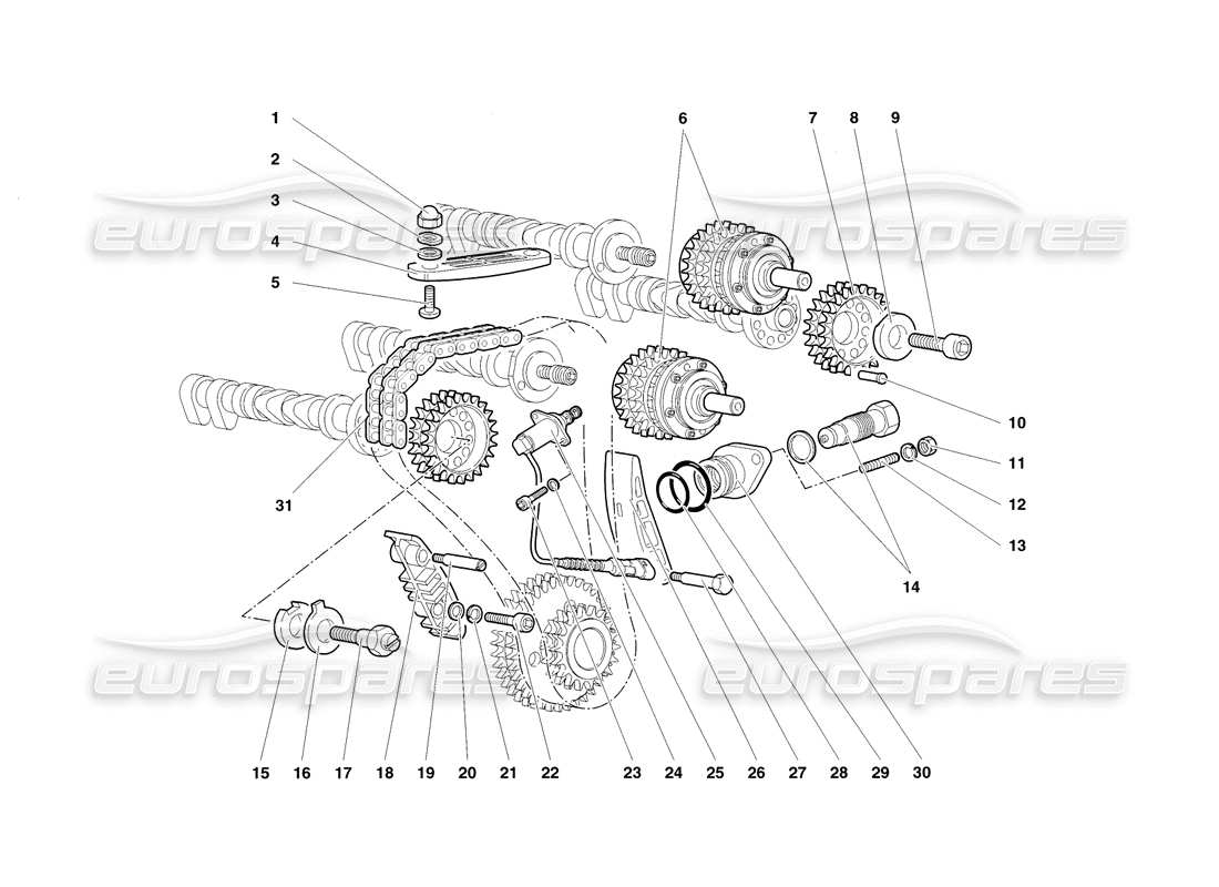 lamborghini diablo sv (1998) sistema de cronometraje diagrama de piezas