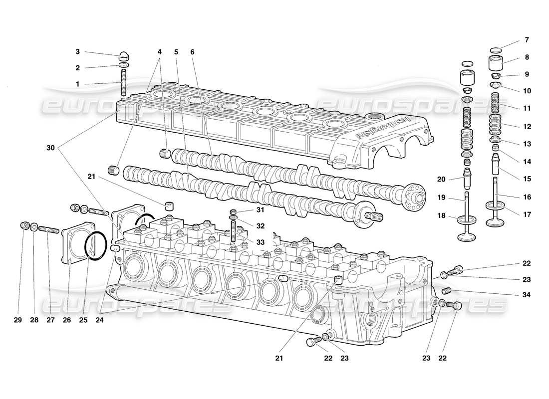 lamborghini diablo sv (1998) culata izquierda diagrama de piezas
