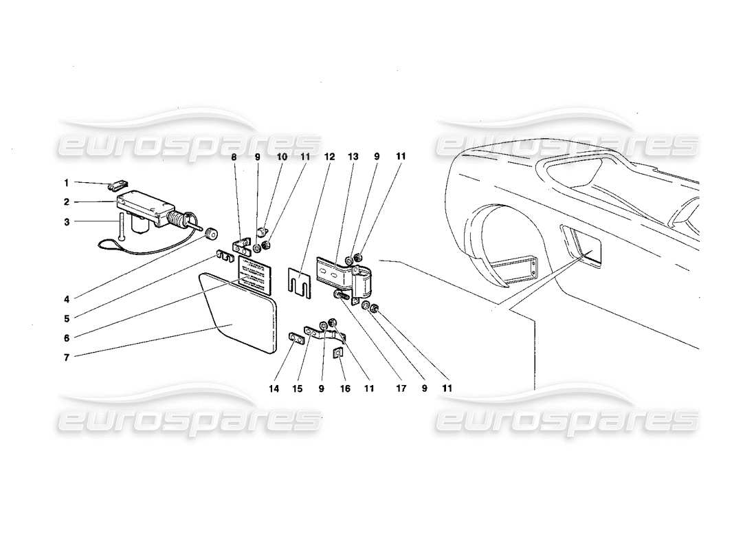lamborghini diablo roadster (1998) diagrama de piezas de la tapa de combustible