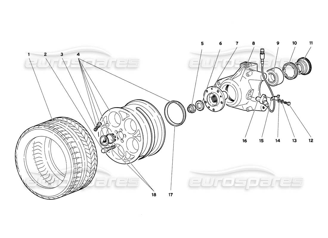 lamborghini diablo 6.0 (2001) diagrama de piezas del portabujes y rueda delantera