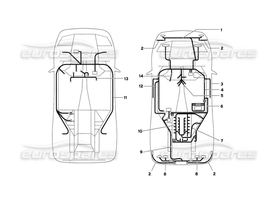 lamborghini diablo 6.0 (2001) diagrama de piezas del sistema eléctrico