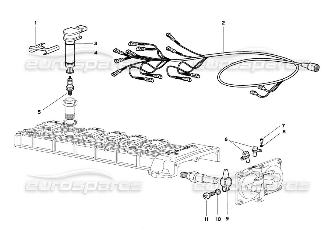 lamborghini diablo 6.0 (2001) diagrama de piezas de sensores de fase y componentes eléctricos