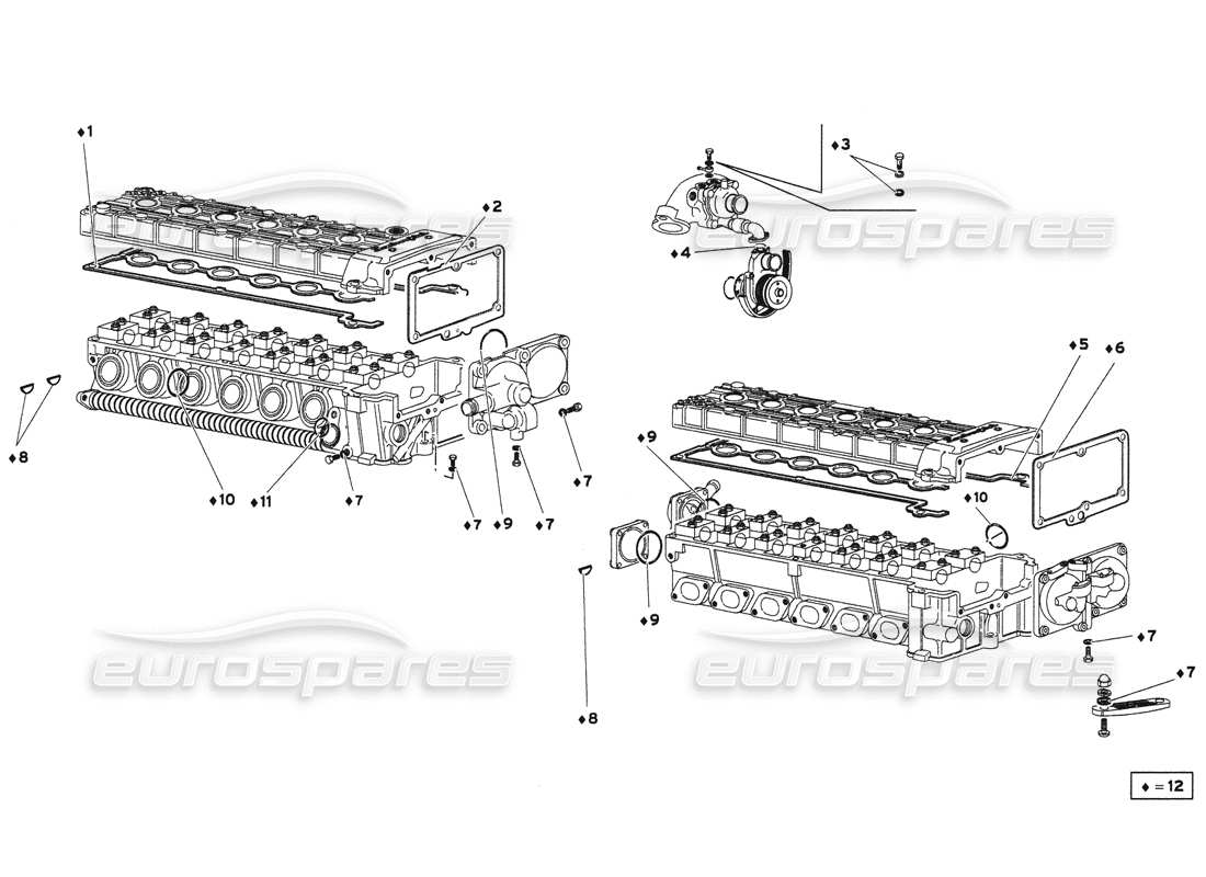 lamborghini diablo 6.0 (2001) juego de juntas de tapa diagrama de piezas