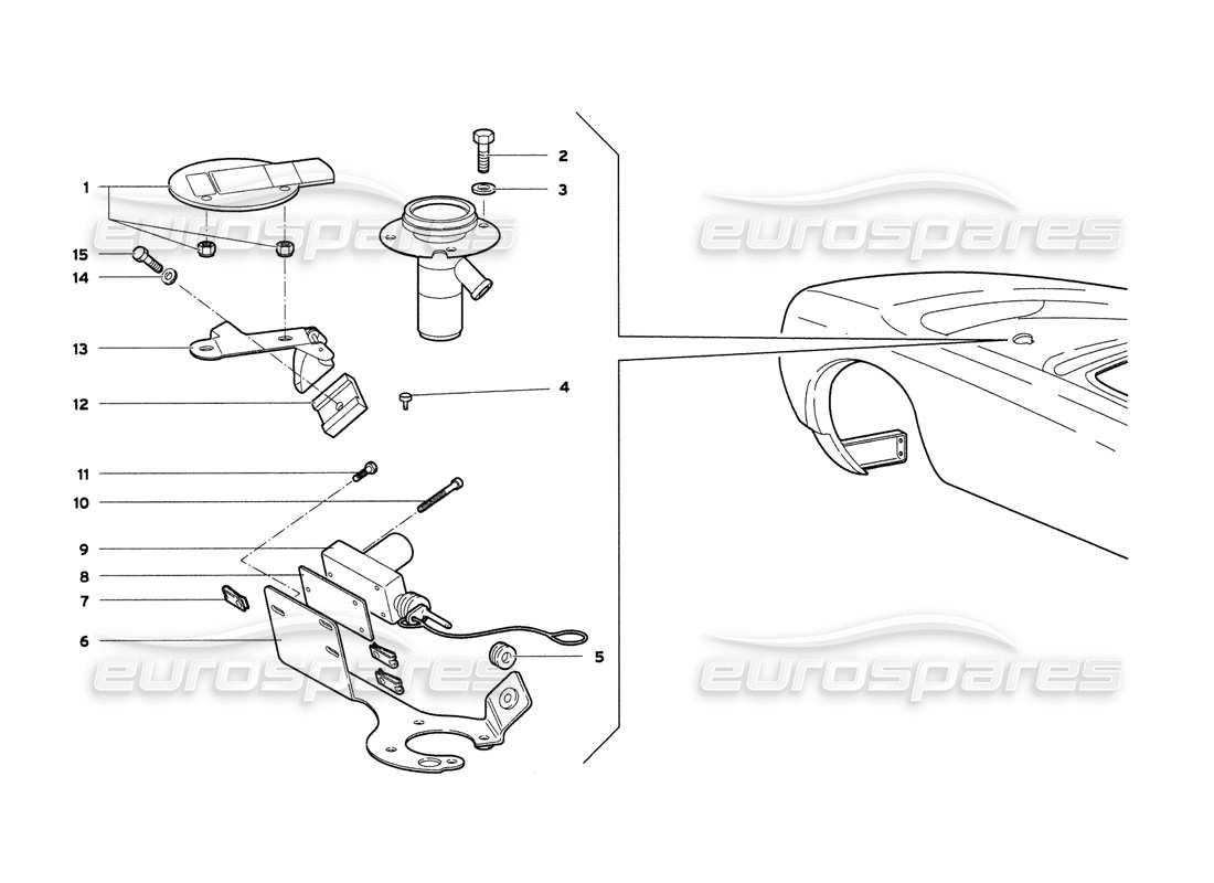 lamborghini diablo 6.0 (2001) diagrama de piezas de la tapa de combustible