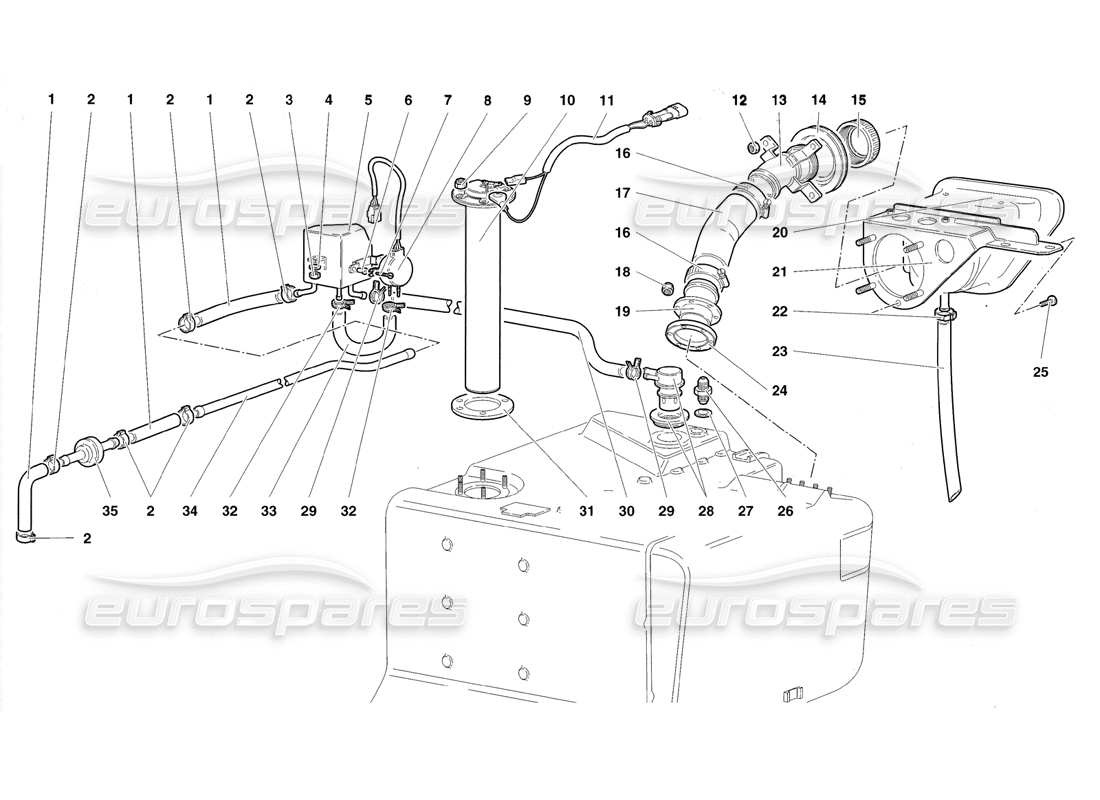 lamborghini diablo roadster (1998) fuel system diagrama de piezas
