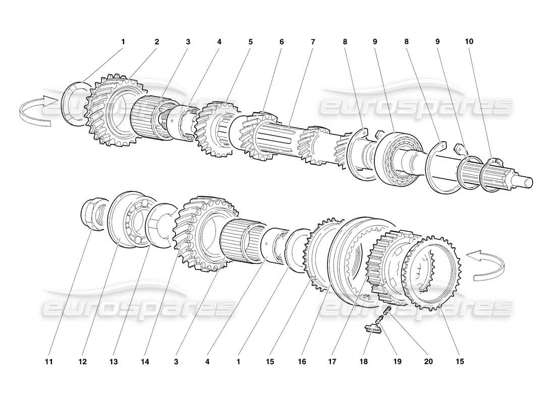 lamborghini diablo sv (1998) diagrama de piezas del eje principal