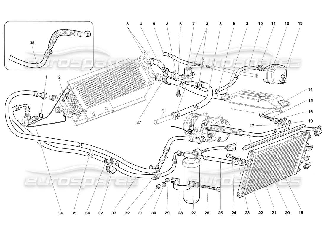 lamborghini diablo sv (1998) control climatico diagrama de piezas