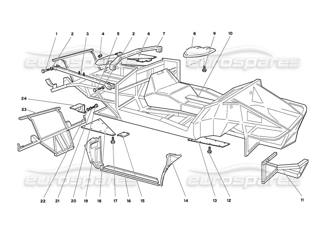lamborghini diablo 6.0 (2001) elementos del marco diagrama de piezas