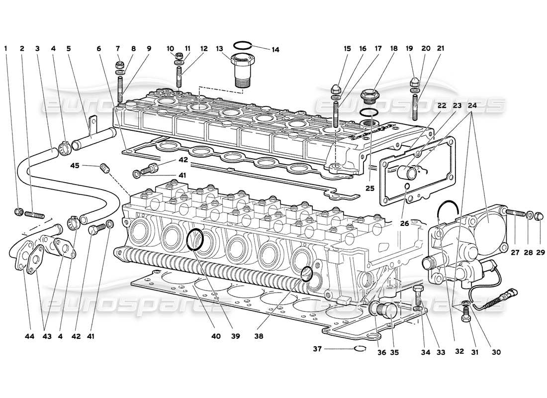 lamborghini diablo 6.0 (2001) accesorios para el diagrama de piezas de la culata izquierda