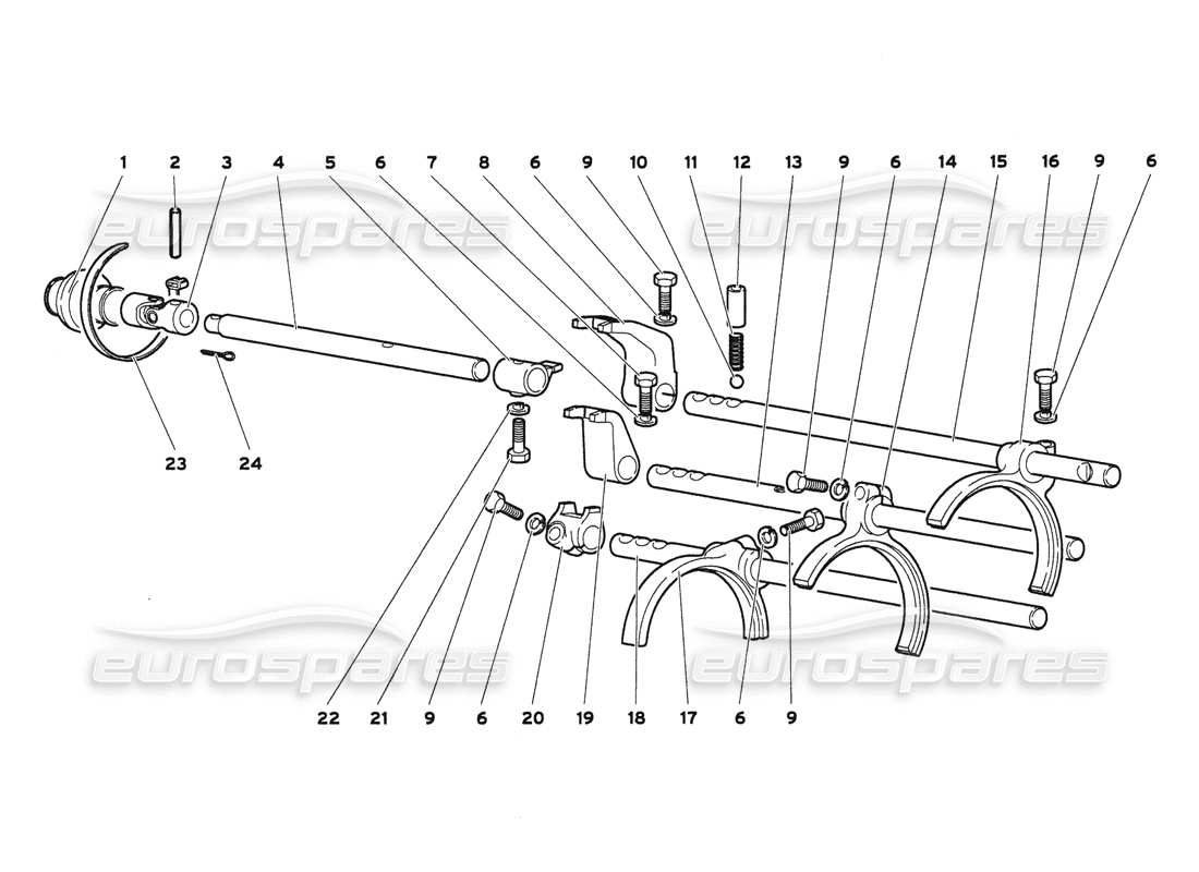 lamborghini diablo 6.0 (2001) diagrama de piezas de varillas y horquillas de cambio de caja de cambios