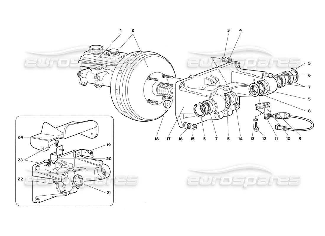 lamborghini diablo 6.0 (2001) diagrama de piezas de soporte del pedal