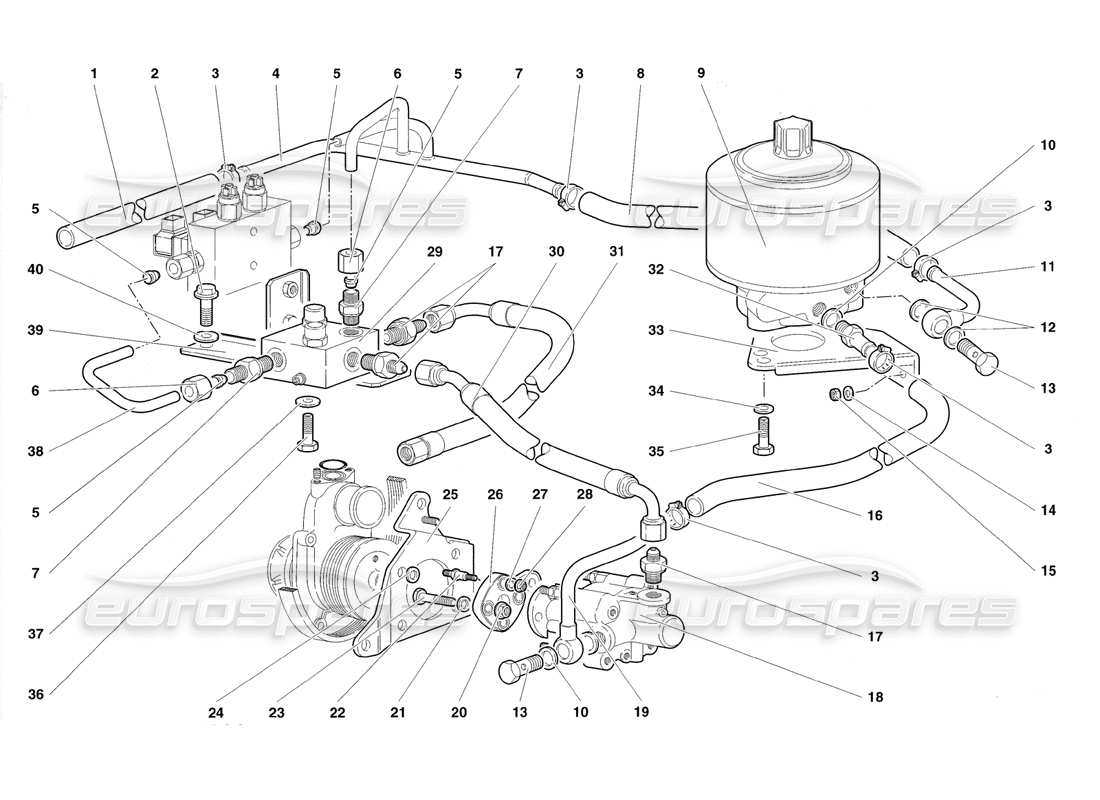 lamborghini diablo roadster (1998) direccion diagrama de piezas