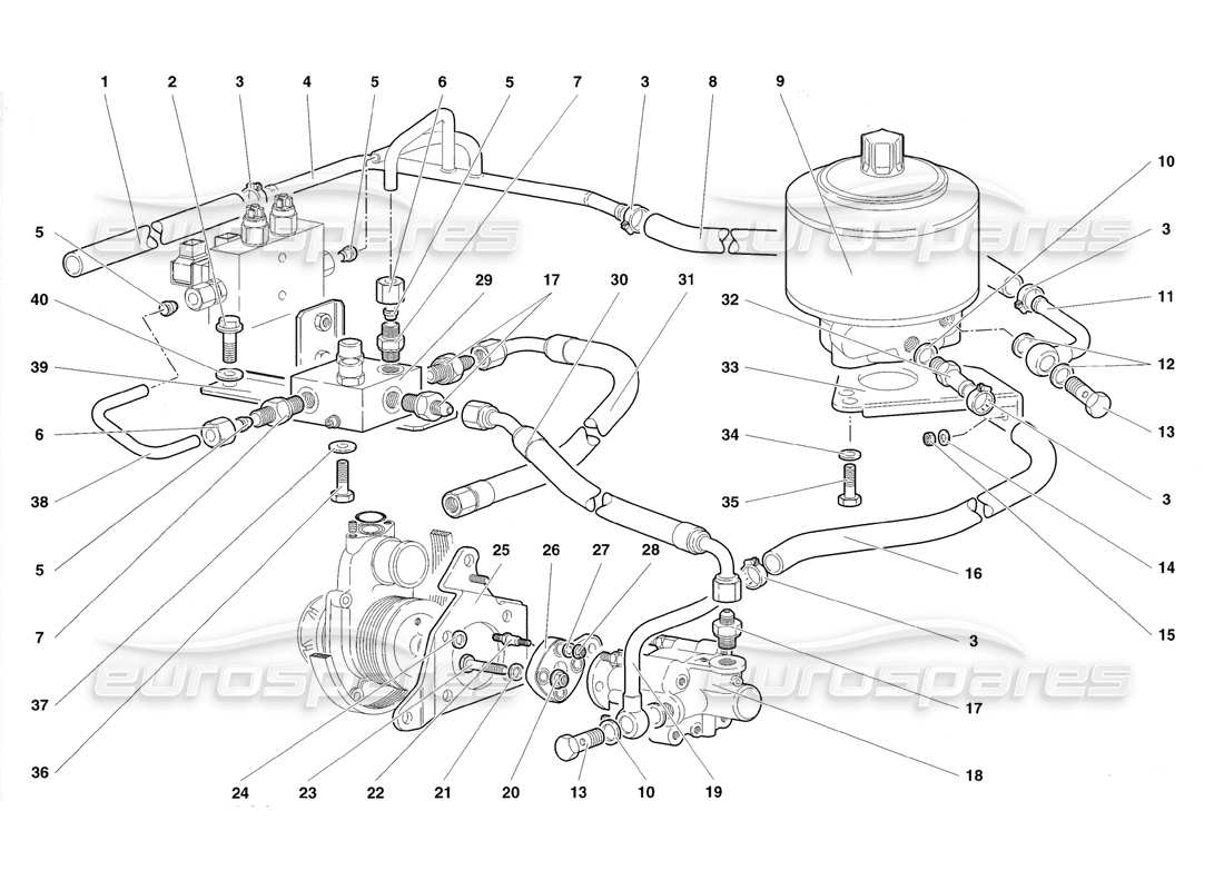 lamborghini diablo roadster (1998) diagrama de piezas de dirección