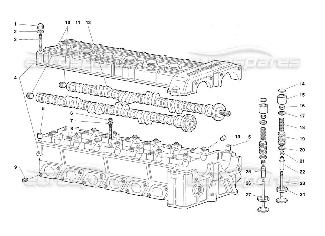 lamborghini diablo roadster (1998) right cylinder head part diagram