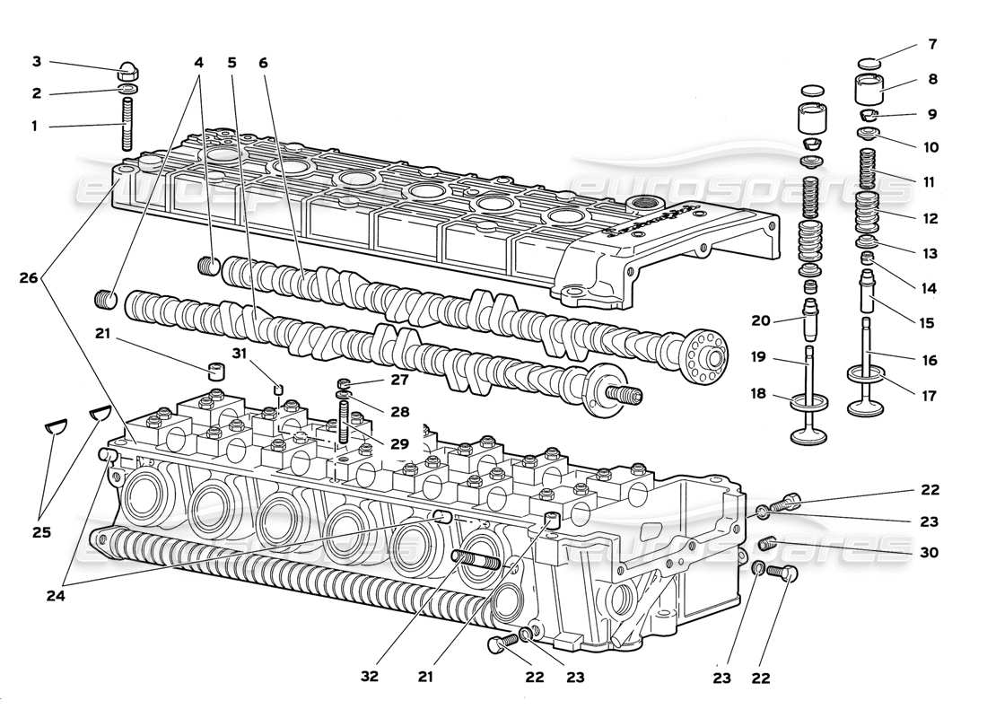 lamborghini diablo gt (1999) culata izquierda diagrama de piezas