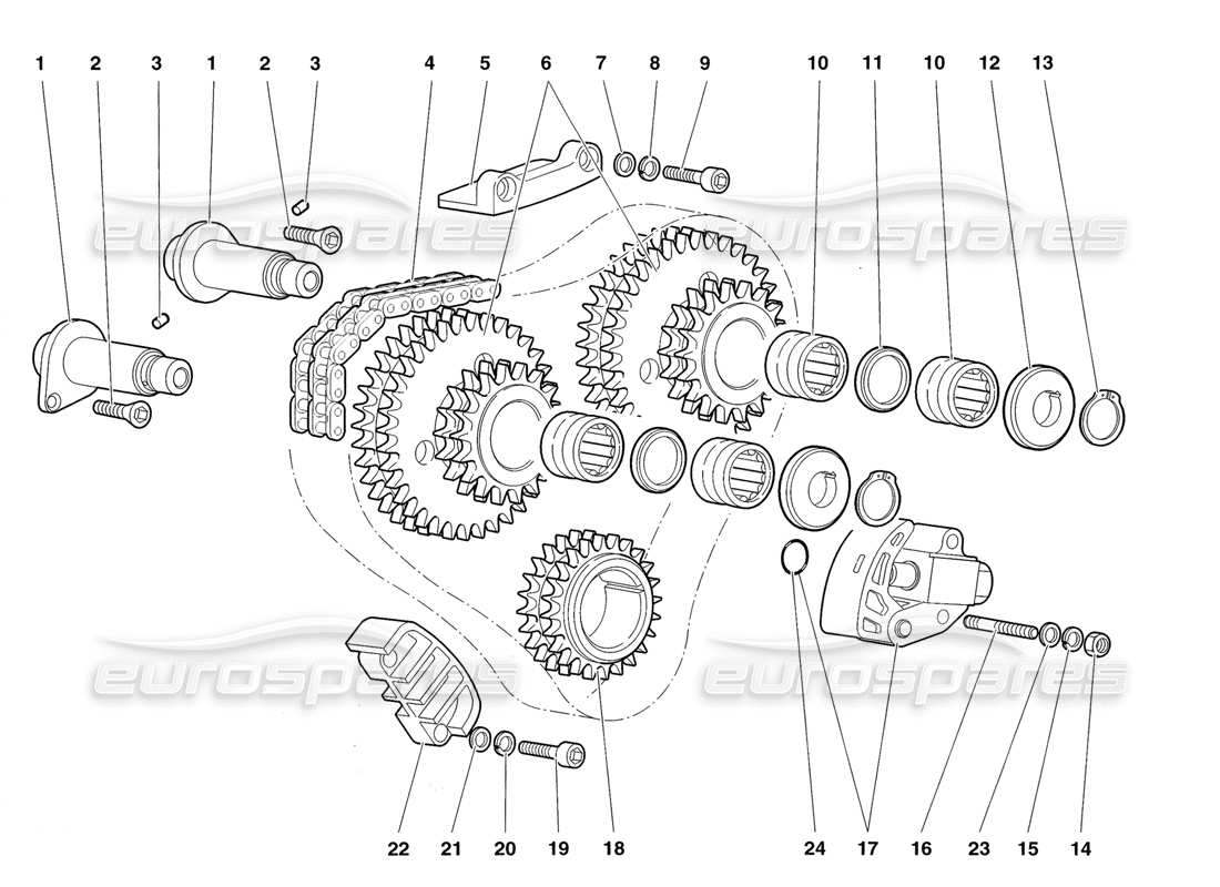 lamborghini diablo roadster (1998) diagrama de piezas del sistema de sincronización