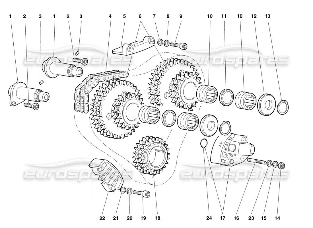 lamborghini diablo roadster (1998) sistema de cronometraje diagrama de piezas