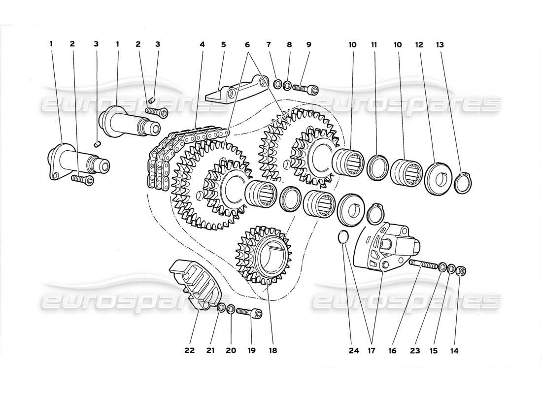 lamborghini diablo gt (1999) sistema de cronometraje diagrama de piezas