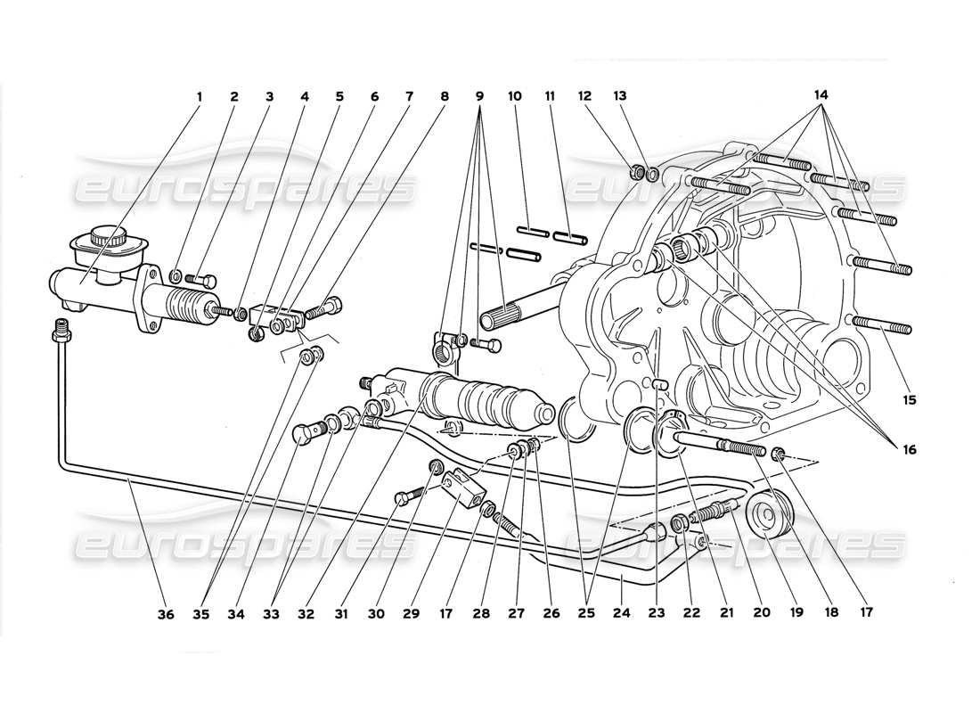 lamborghini diablo gt (1999) palancas de control del embrague diagrama de piezas