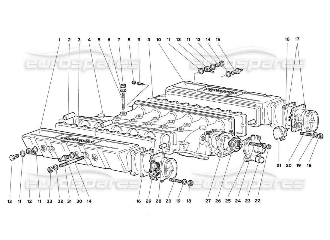 lamborghini diablo 6.0 (2001) diagrama de piezas del colector de admisión