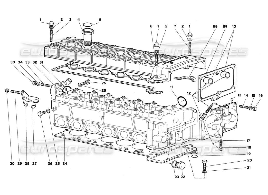 lamborghini diablo 6.0 (2001) accesorios para el diagrama de piezas de la culata derecha