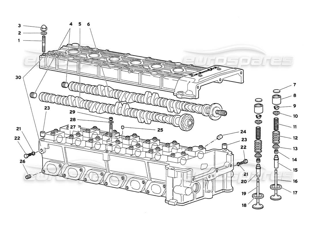 lamborghini diablo 6.0 (2001) diagrama de piezas de la culata derecha