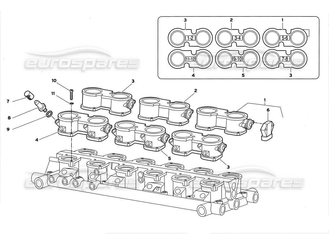 lamborghini diablo gt (1999) colector de admisión diagrama de piezas