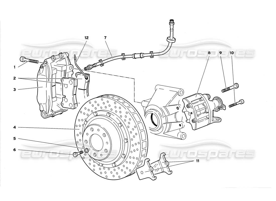 lamborghini diablo gt (1999) rear brakes diagrama de piezas