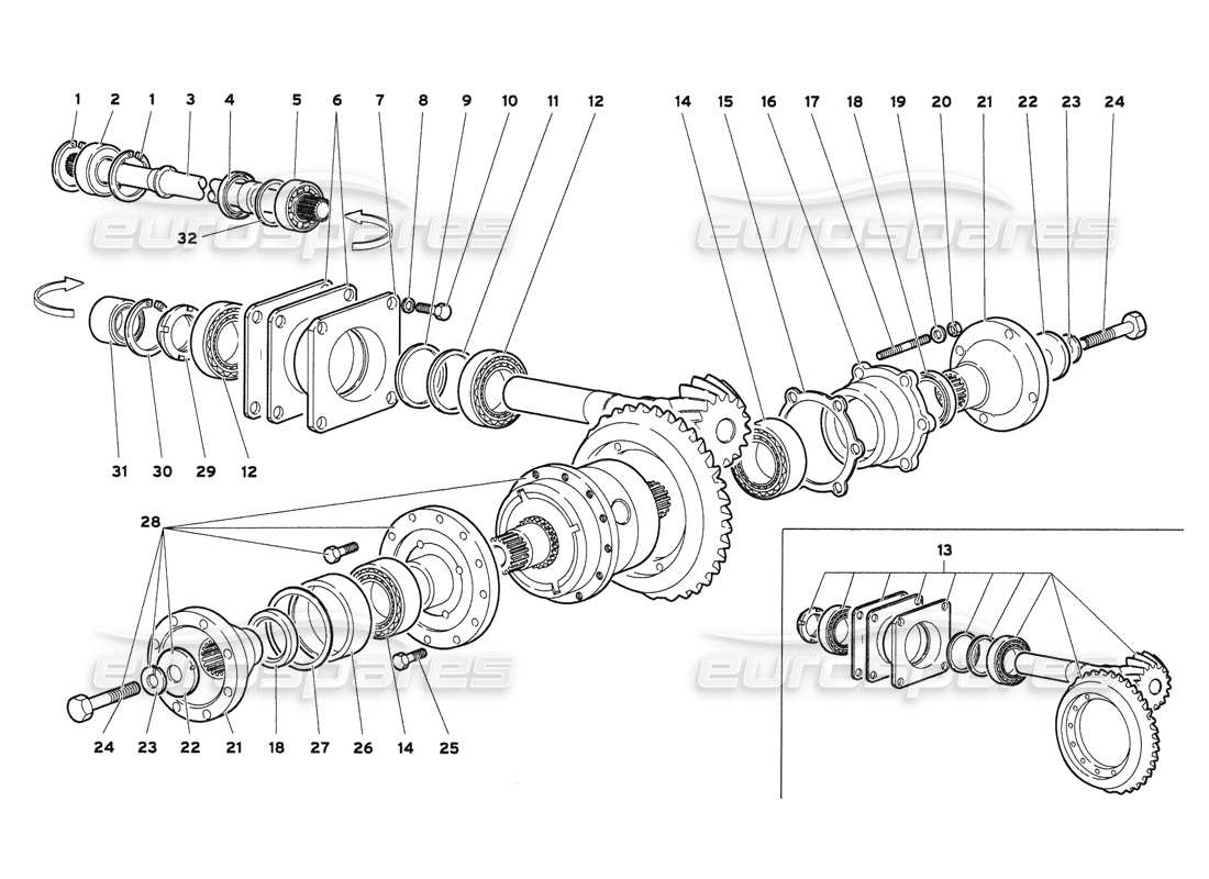 lamborghini diablo 6.0 (2001) diagrama de piezas del diferencial trasero