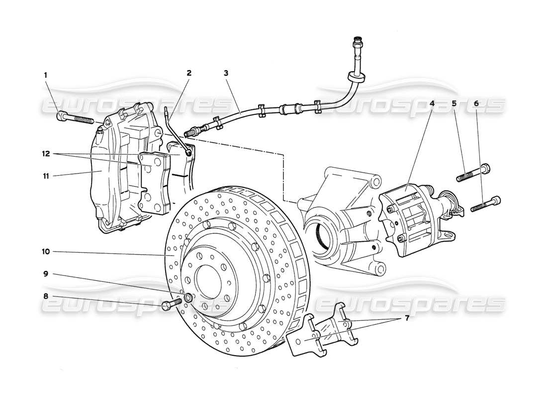 lamborghini diablo 6.0 (2001) diagrama de piezas de frenos traseros