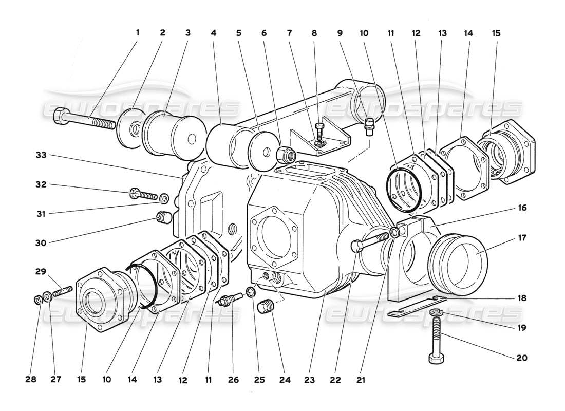 lamborghini diablo 6.0 (2001) diagrama de piezas de la caja del diferencial delantero