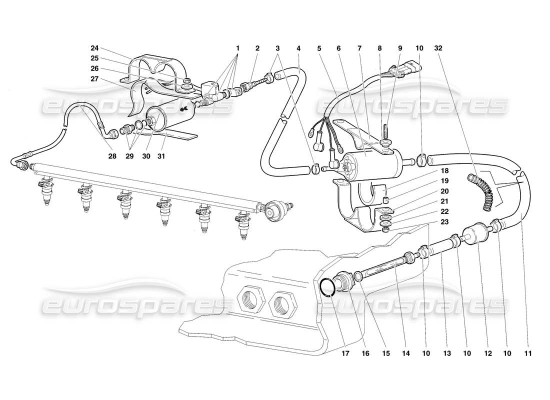 lamborghini diablo sv (1998) fuel system diagrama de piezas