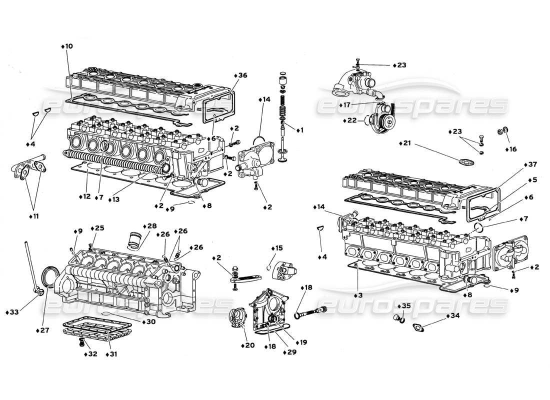 lamborghini diablo gt (1999) engine gasket kit diagrama de piezas