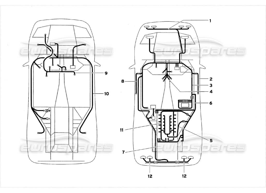 lamborghini diablo gt (1999) sistema eléctrico diagrama de piezas