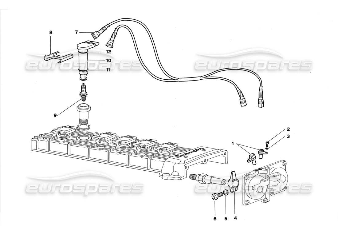 lamborghini diablo gt (1999) diagrama de piezas de sensores de fase y componentes eléctricos