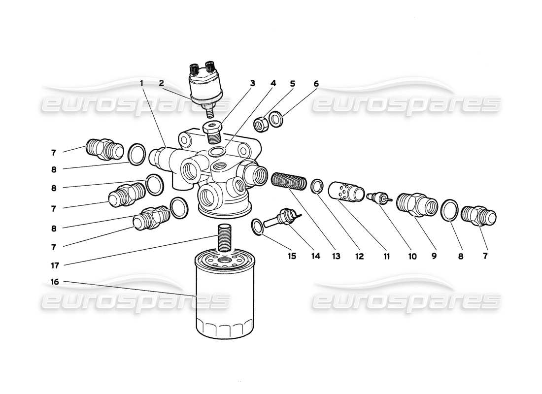 lamborghini diablo 6.0 (2001) diagrama de piezas del filtro de aceite del motor