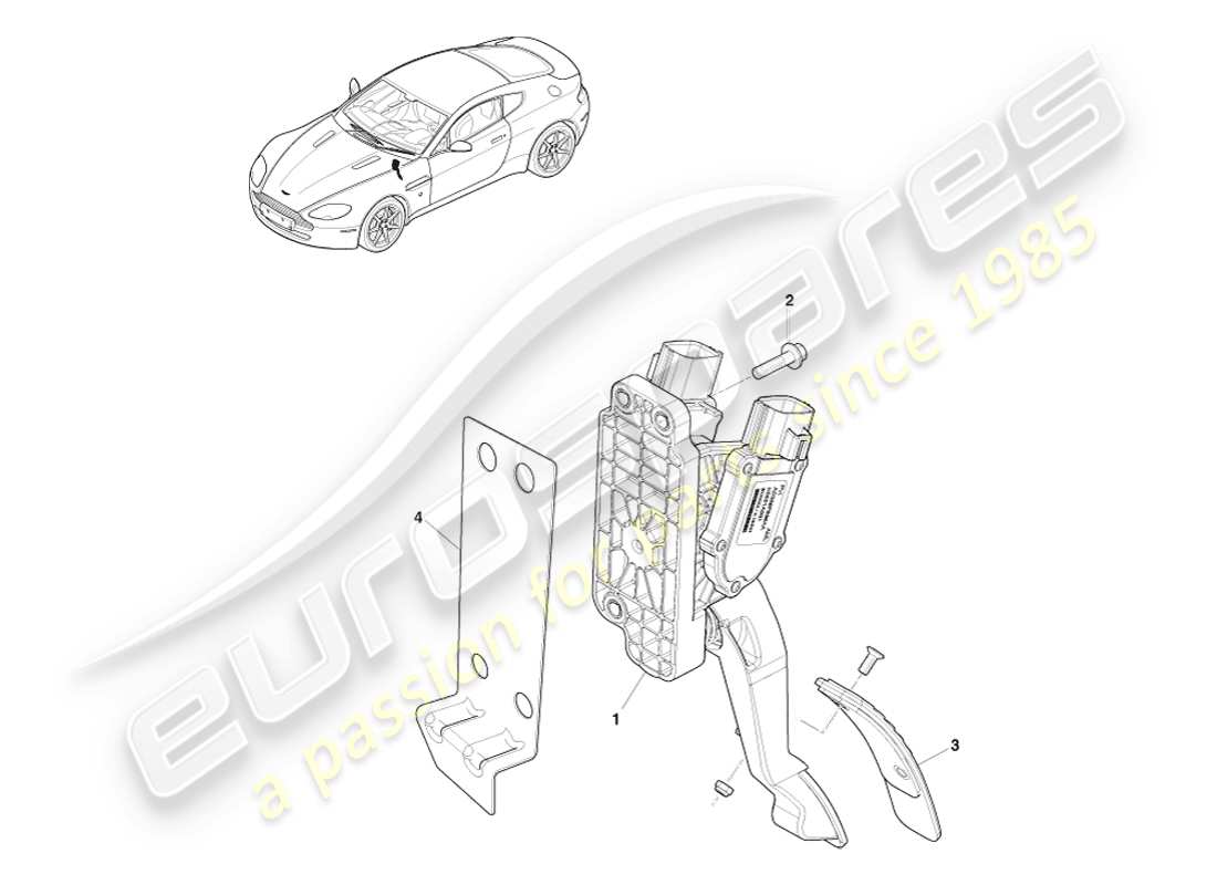 aston martin v8 vantage (2005) diagrama de piezas del pedal del acelerador